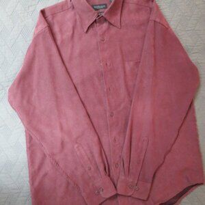 Van Heusen Soft Suede Shirts Men's Medium Long Sleeve Button Up